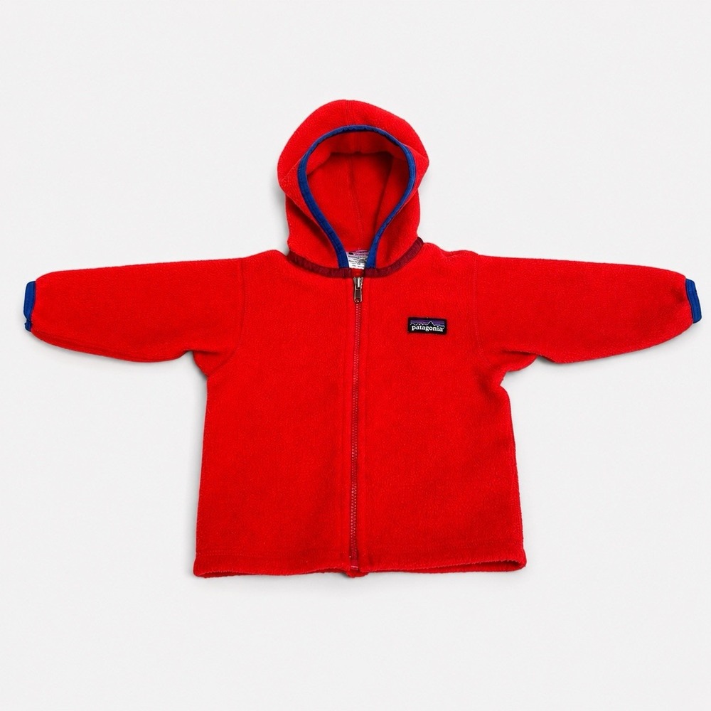 Patagonia Baby Synchilla Fleece Hooded Jacket Red Blue 3M Full Zip